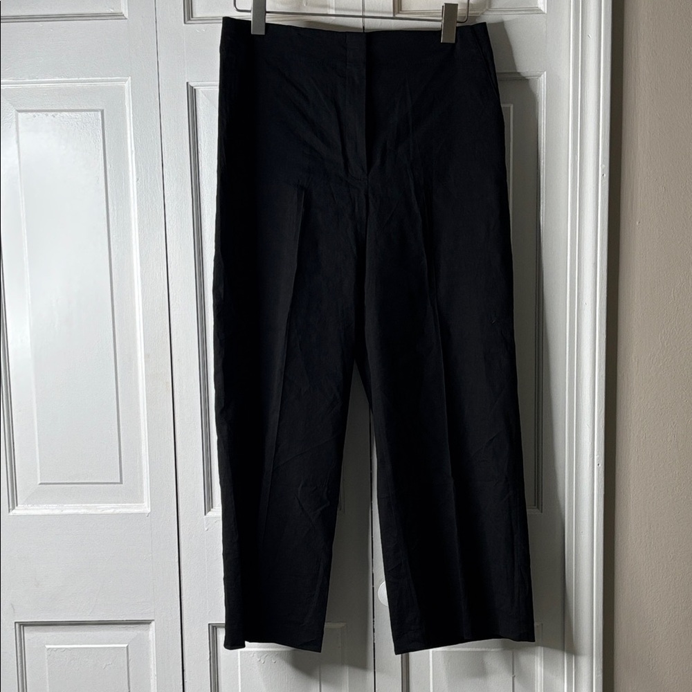 Theory Black Cropped Wide-Leg Pants size 8